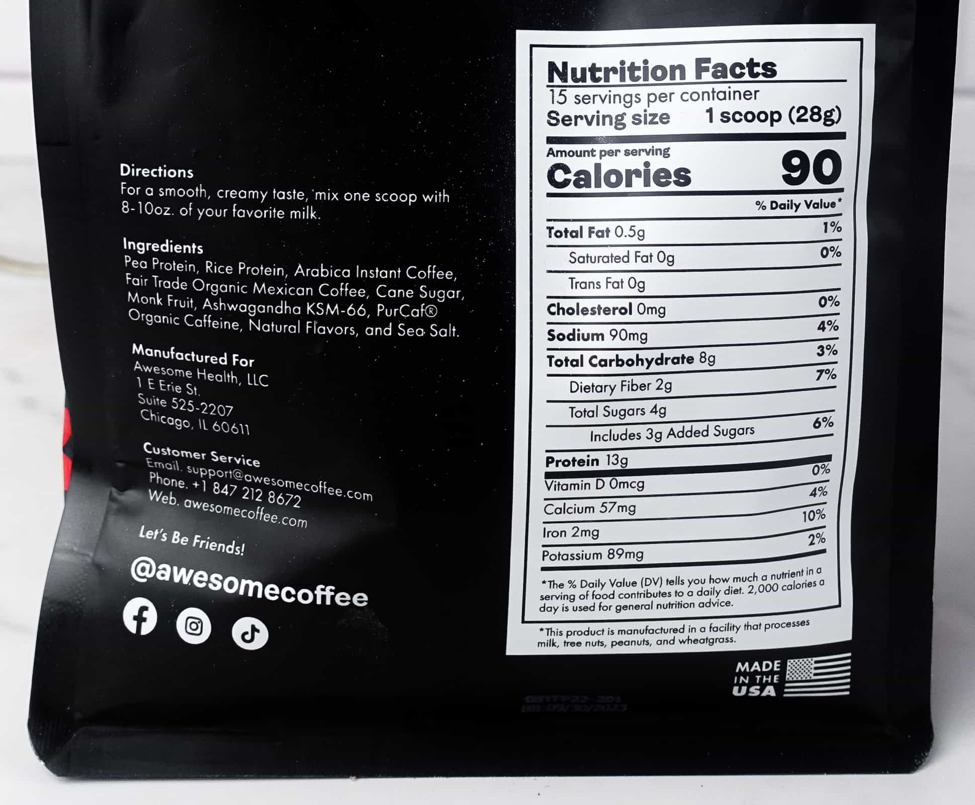 Awesome coffee nutrition