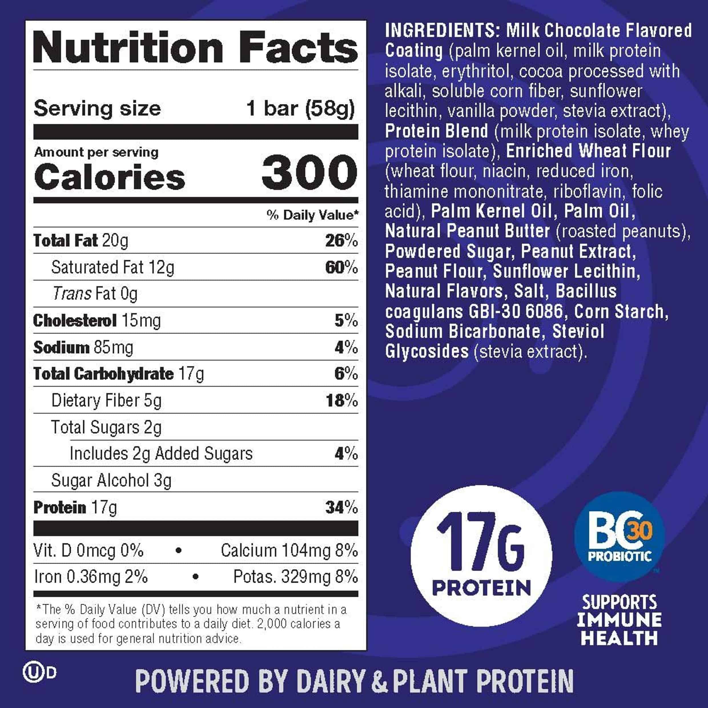 Immunity bar nutrition facts