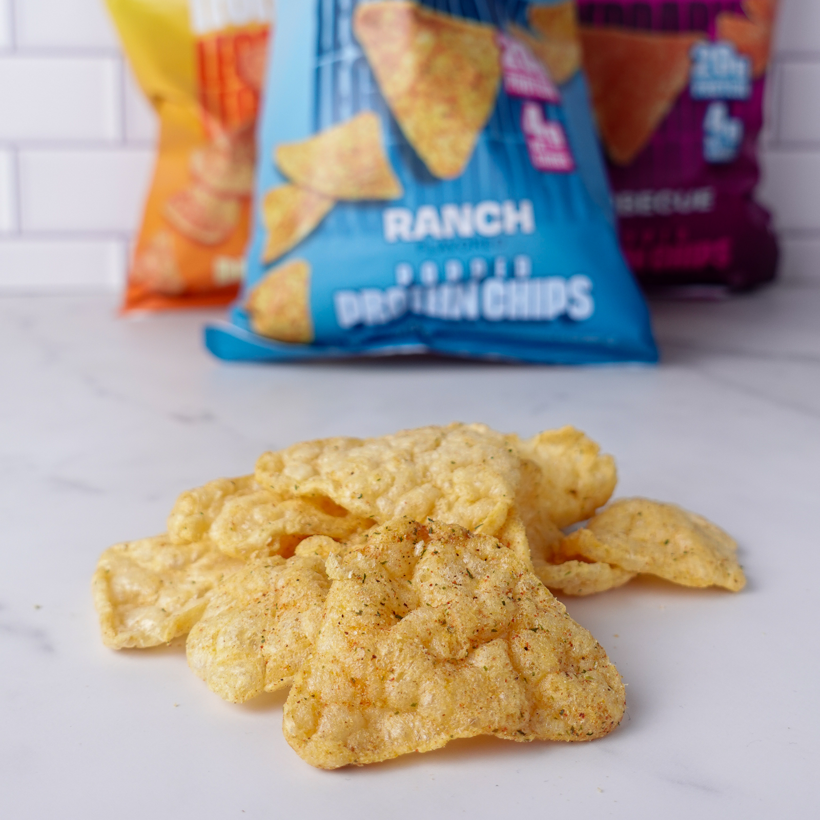 Ranch popped protein chips