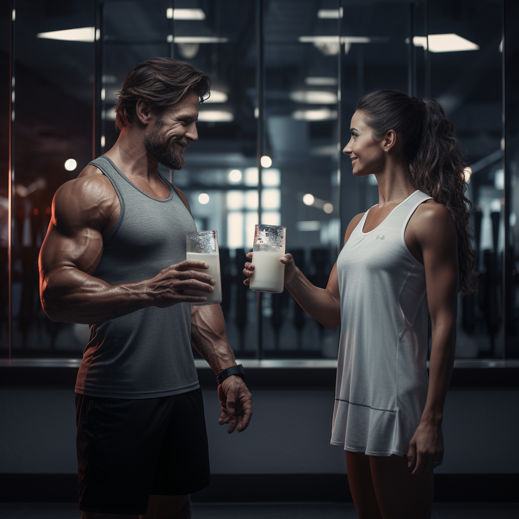 Drinking milk in the gym