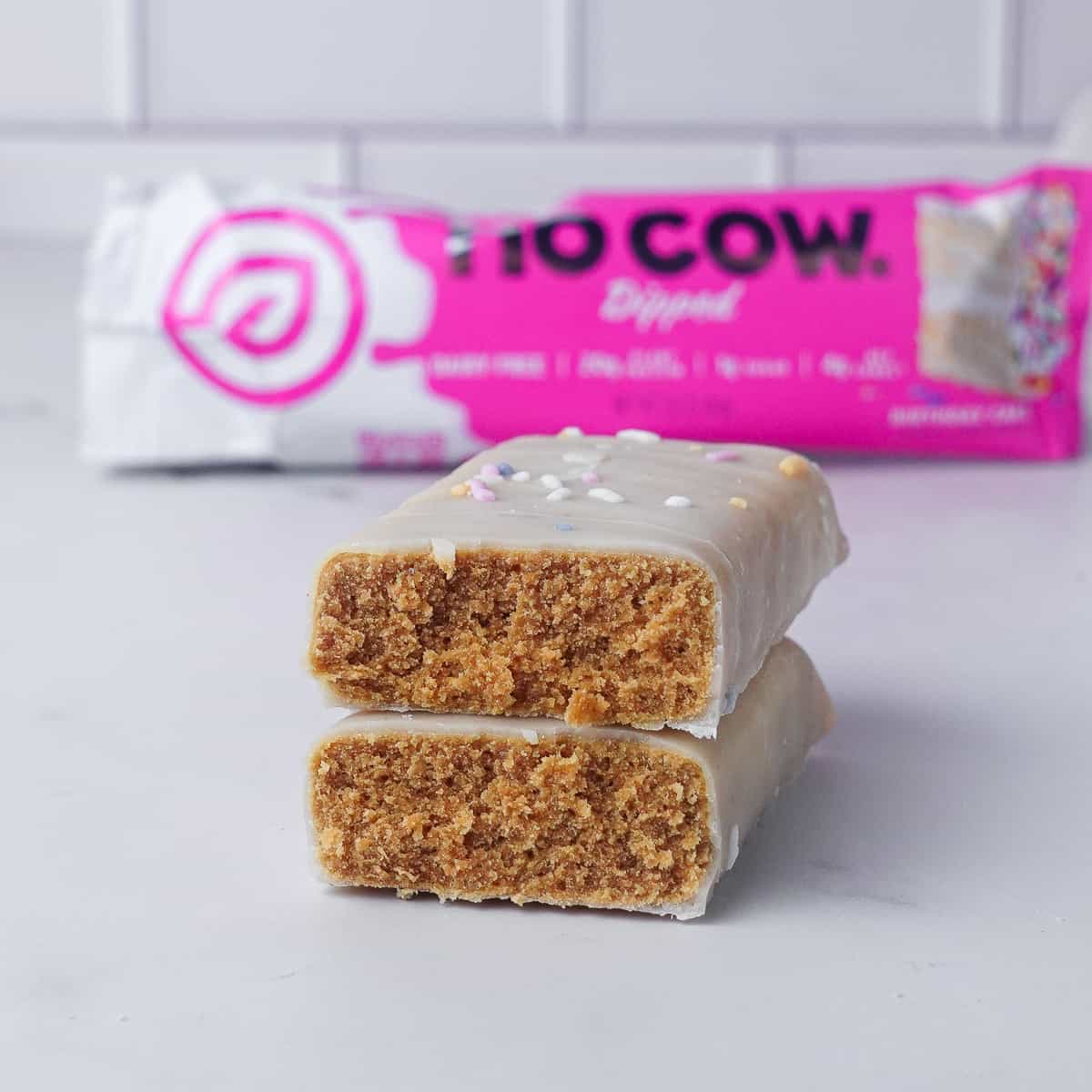 No Cow Birthday Cake Dipped Bars