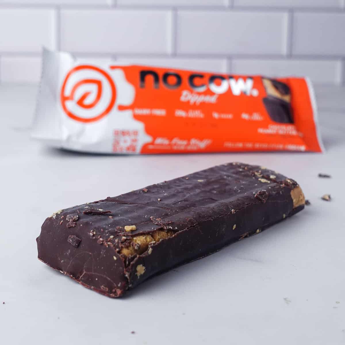 No Cow Peanut Butter Cup Dipped Bars