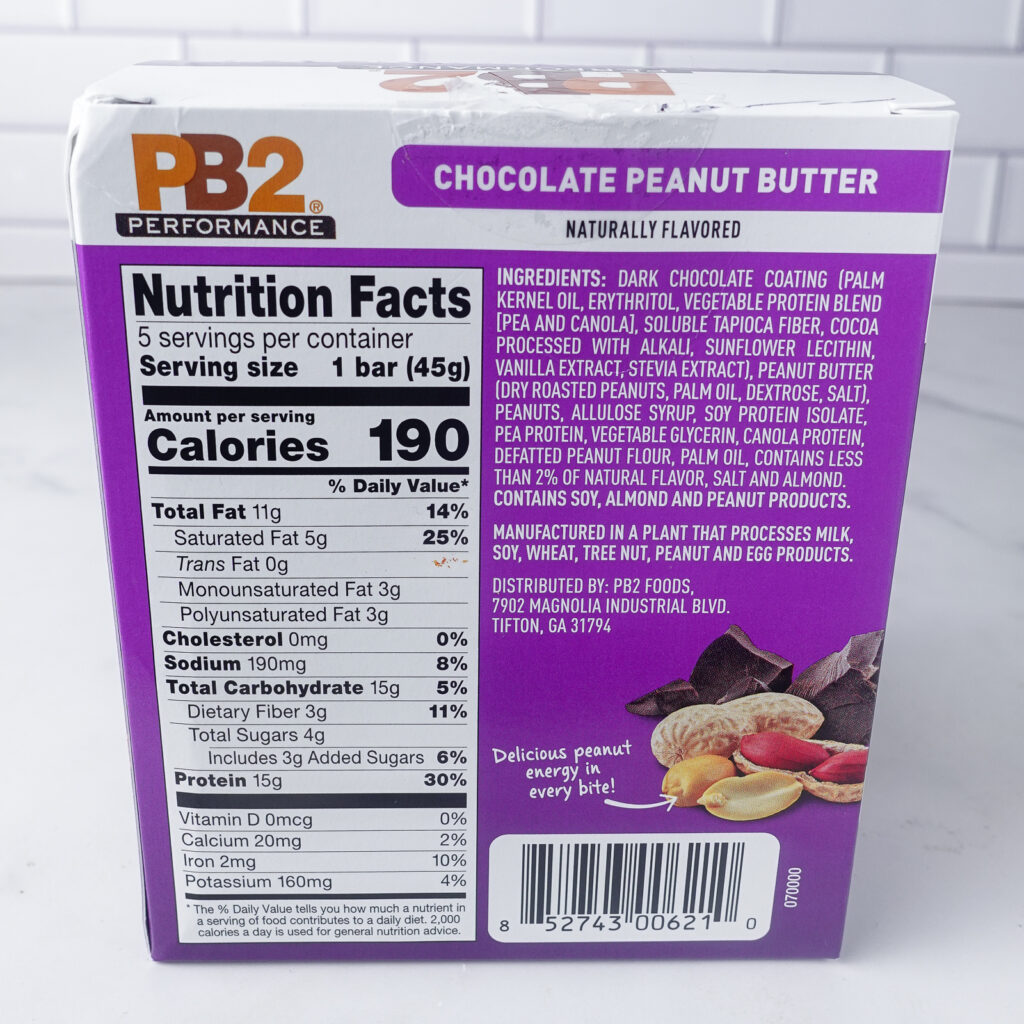 PB2 Bars Nutrition Facts