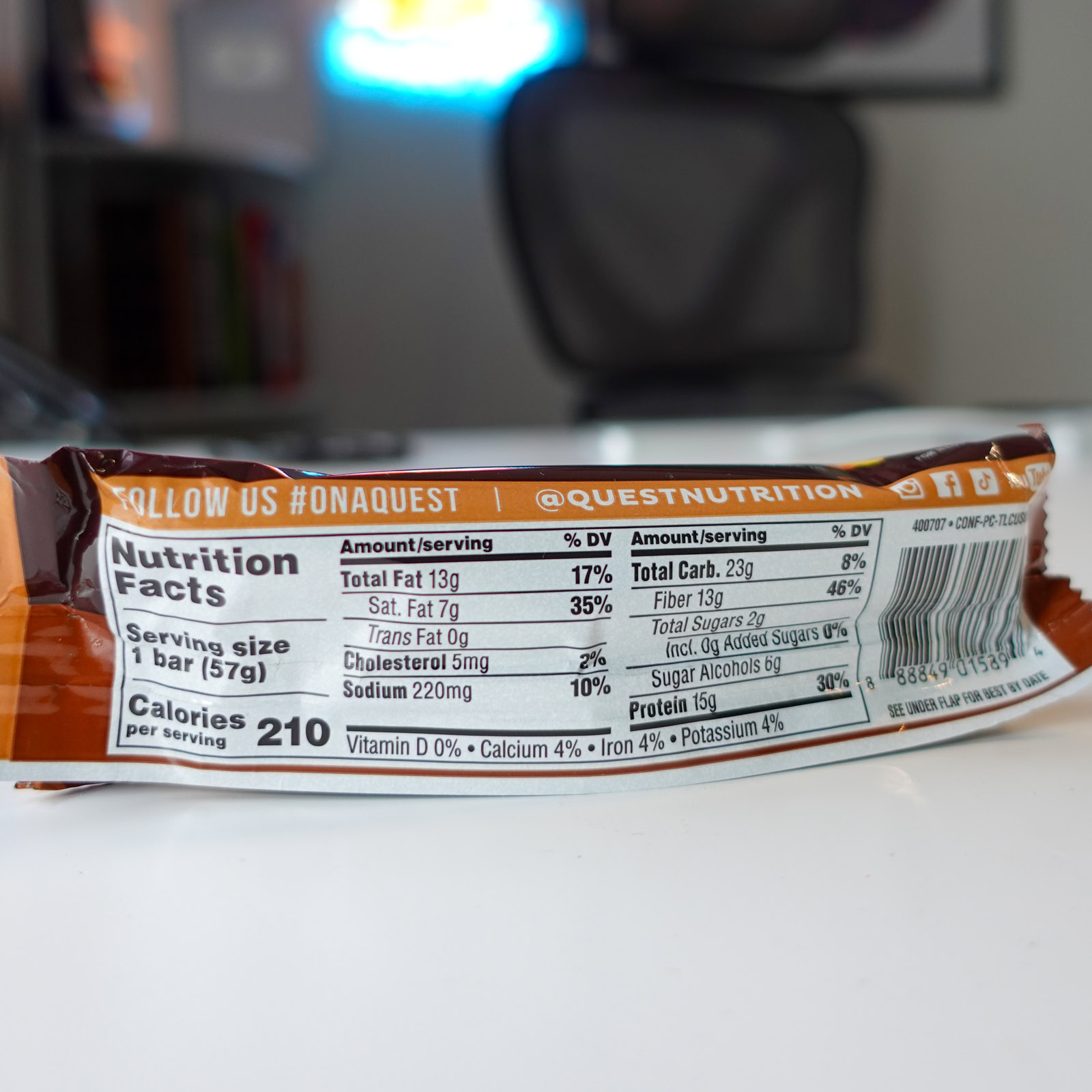 Quest candy bar nutrition facts