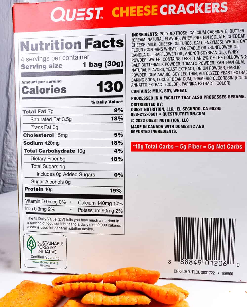 Quest cheese crackers nutrition