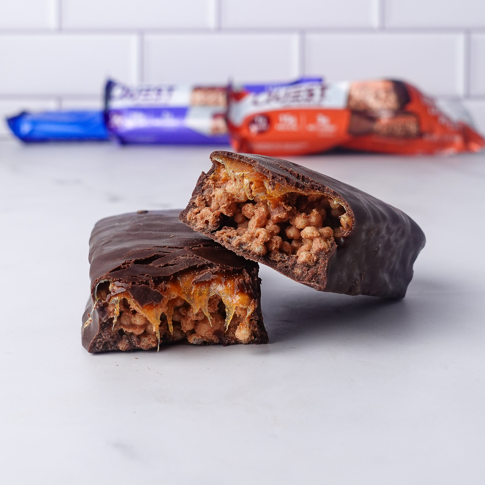 chocolate caramel pecan quest hero bar