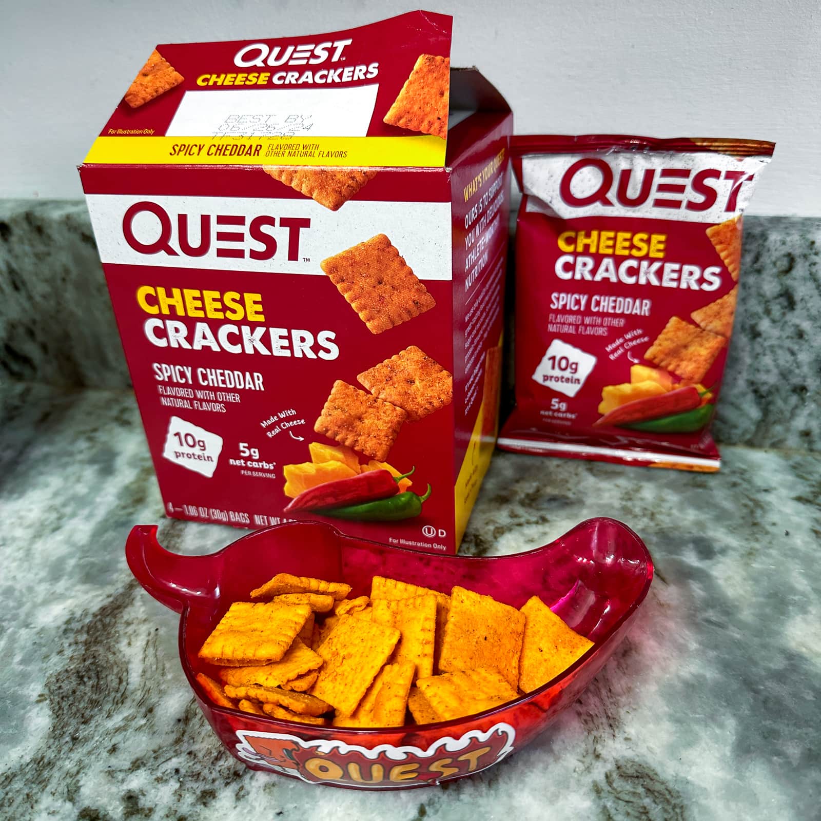 Spic cheddar quest crackers