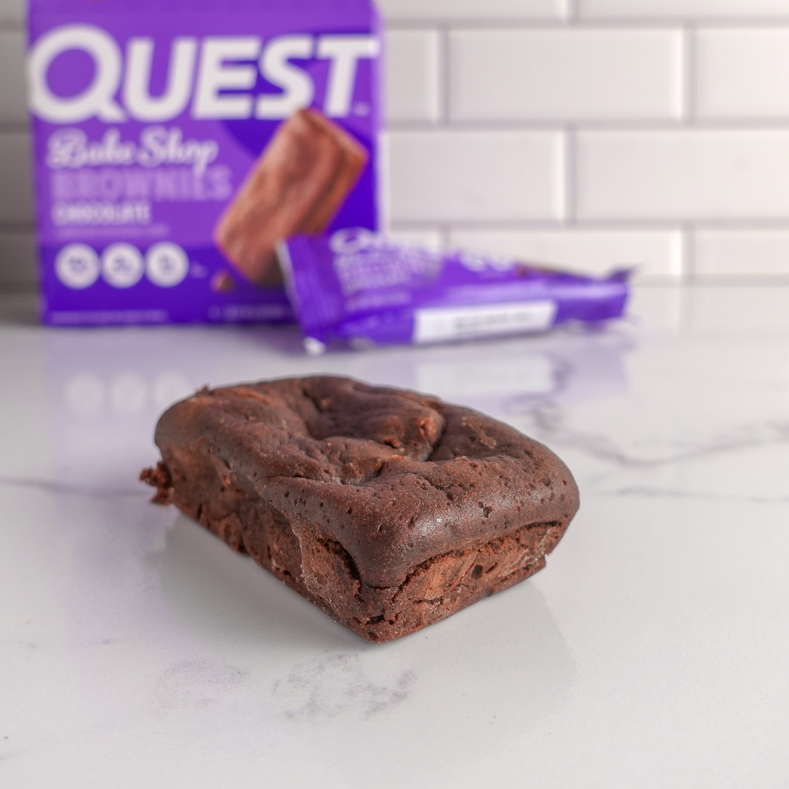 Quest brownie on table